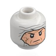 Lego Minifig Head Dengar, Head Bandages, Light Nougat Face, Dark Tan Wrinkles / White