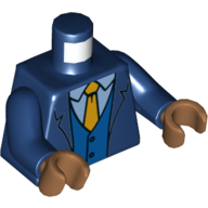 Lego Torso Suit, Dark Azure Vest, Bright Light Blue Shirt, Yellow Tie Print, Dark Blue Arms, Medium Nougat Hands / Dark Blue