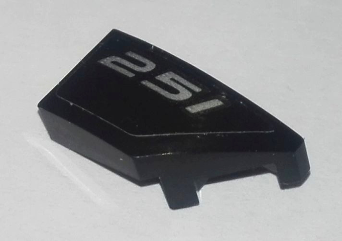 Lego Wedge 2 x 1 x 2/3 Right with Silver '251' Pattern (Sticker) - Set 76900 / Black