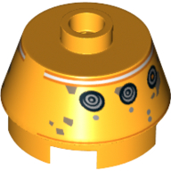 Lego Brick Round 2 x 2 Truncated Cone with White Stripe, Droid Print (R5-A2)