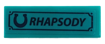 Lego Tile 1 x 3 with Dark Blue Horseshoe and 'RHAPSODY' Pattern (Sticker) - Set 41683 / Dark Turquoise