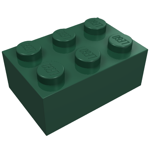Lego Brick 2 x 3 / Dark Green