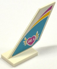 Lego Tail Shuttle with Yellow and Magenta Stripes and 'HLA' in Winged Heart on Medium Azure Background Pattern on Both Sides (Stickers) - Set 41100