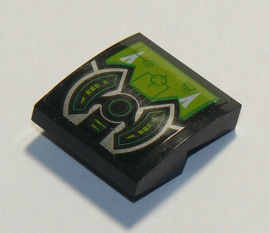 Lego Slope, Curved 2 x 2 x 2/3 with Helm and Screen Pattern (Sticker) - Set 72002