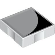 Lego Duplo Tile 2 x 2 with Shape Black Inverse Quarter Disc Print / White