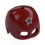 Lego Helmet / Mask, Top Hole with Black Star, Silver Outline Print / Dark Red