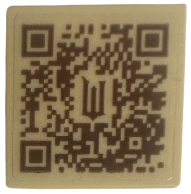 Lego Tile 2 x 2 with Reddish Brown Letter W and QR Code Pattern (Sticker) - Set 75684