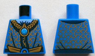 Lego Torso Robe with Gold and Dark Blue Collar and Dark Azure Round Jewel (Chi) Pattern / Blue