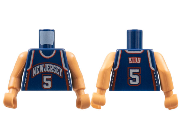 Lego Torso NBA New Jersey Nets #5 Kidd Pattern / Nougat NBA Arms
