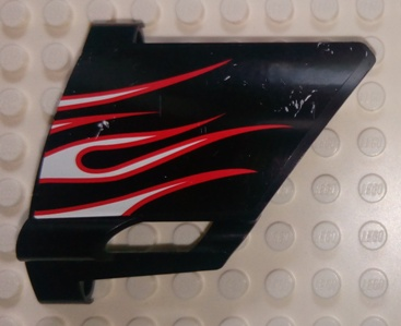 Lego Technic, Panel Fairing #22 Large Short, Small Hole, Side A with White Flames with Red Border Pattern (Sticker) - Set 8682