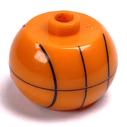 Lego Pen Bead, Round Orb with Basketball, Straight Black Lines Print