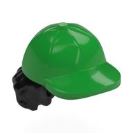 Lego Hair and Hat, Cap with Curly Hair Black Pattern / Bright Green