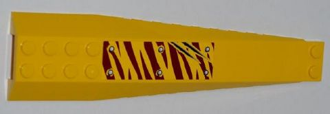 Lego Wedge 16 x 4 Triple Curved with Reinforcements with 6 Rivets and 2 Claw Scratch Marks on Dark Red Tiger Stripes Pattern Model Right Side (Sticker) - Set 5888 / Yellow