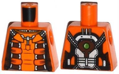 Lego Torso Spacesuit with Brown and Orange Straps and Green Light on Reverse Pattern / Orange