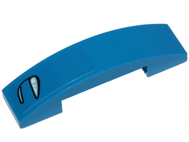 Lego Slope, Curved 4 x 1 x 2/3 Double with McLaren Elva Headlight Pattern Model Right Side (Sticker) - Set 30343 / Blue