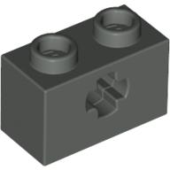 Lego Technic Brick 1 x 2 with Axle Hole Type 1 [+ Opening] and Bottom Pin / Dark Gray