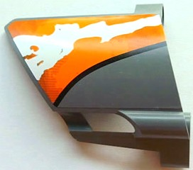 Lego Technic, Panel Fairing #23 Large Short, Small Hole, Side B with Orange and White Splatter Pattern 1 (Sticker) - Set 8297