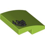 Lego Brick Curved 2 x 2 x 2/3 with Silver Graffiti Print