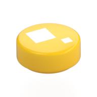 Lego Tile Round 1 x 1 with Large and Small White Squares Print (Brickheadz Eye) / Yellow