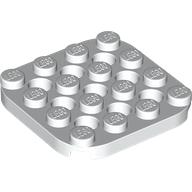 Lego Plate 4 x 4 with Rounded Corners, Pin Holes between Studs / White