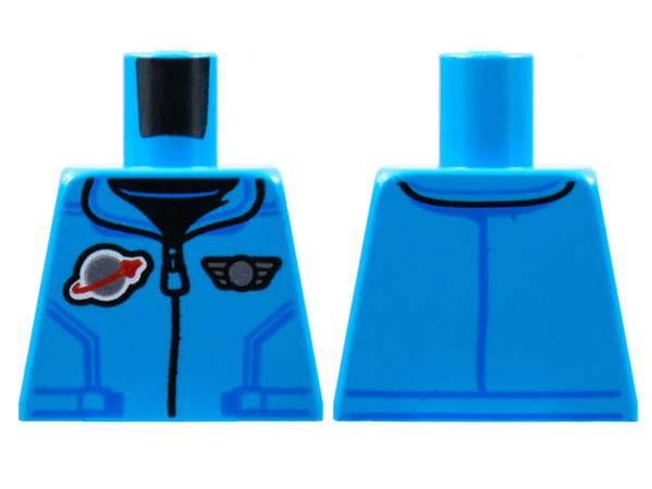 Lego Torso Jacket with Collar and Zipper, Classic Space Logo, Silver Wings Pin Pattern / Dark Azure