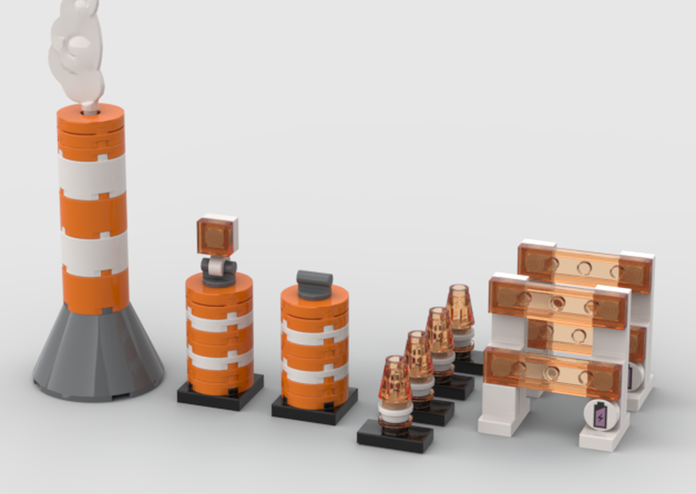 Lego Cyberpunk Road Construction Barriers