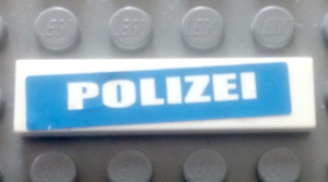 Lego Tile 1 x 4 with White 'POLIZEI' on Blue Background Pattern (Sticker) - Set 7245-2
