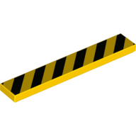 Lego Tile 1 x 6 with Warning Stripes print / Yellow