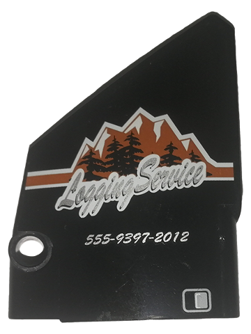 Lego Technic, Panel Fairing #13 Large Short Smooth, Side A with 'Logging Service' and '555-9397-2012' Pattern (Sticker) - Set 9397
