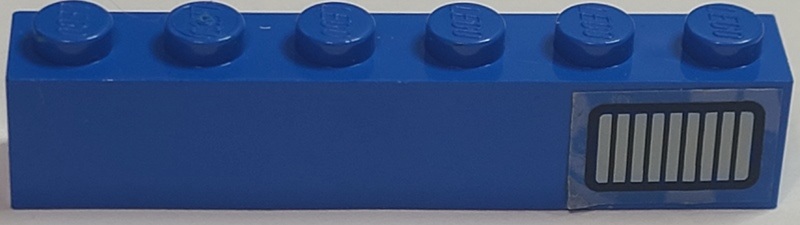 Lego Brick 1 x 6 with Black and Light Gray Exhaust Vent Grille Pattern Model Left Side (Sticker) - Set 5541 / Blue