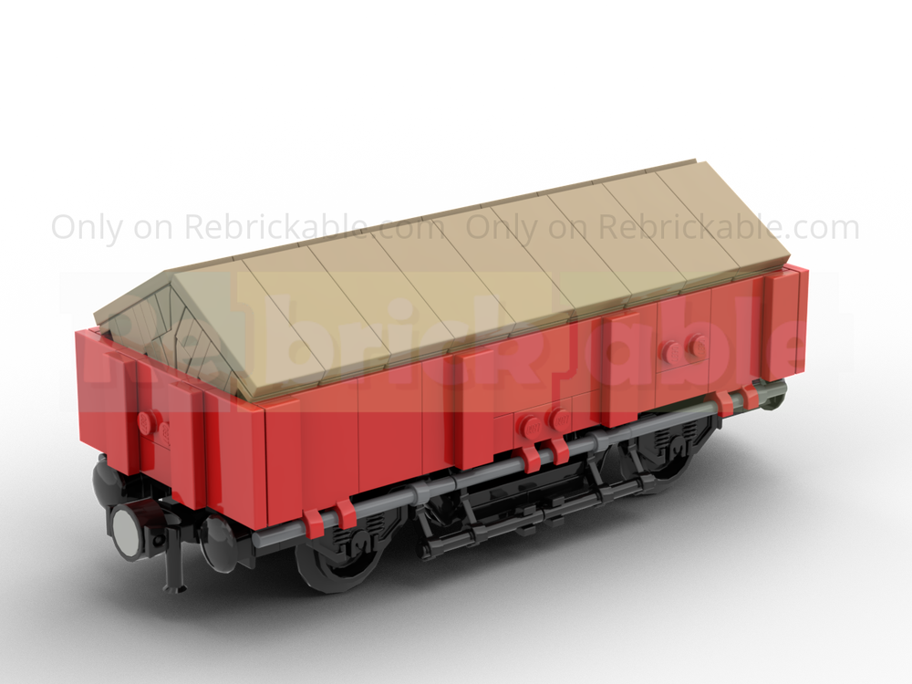 Lego Short Gondola Wagon (Rolling Stock) - with tarpaulin and gravel tops