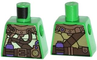 Lego Torso Turtle Shell with Gauge and Purple Diving Bottles Pattern / Bright Green