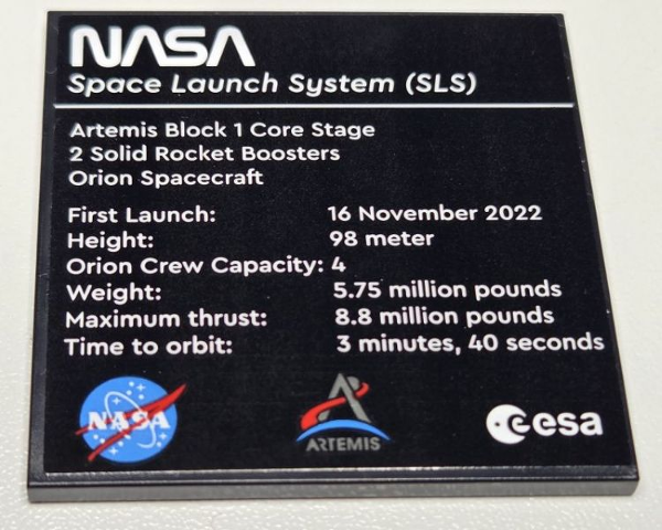 Lego Tile 6 x 6 with Bottom Tubes, Textured Surface with NASA Space Launch System (SLS) Pattern (Sticker) - Set 10341 / Black