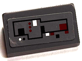 Lego Slope 30 1 x 2 x 2/3 with Control Panel with Black, Red and White Circuitry with Lines, Dots and Squares Pattern 1 (Sticker) - Set 75043