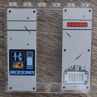 Lego Panel 1 x 6 x 5 with Light Bluish Gray Panel, Red Stripe, Vents and Scanner Monitor Pattern (Stickers) - Set 70912
