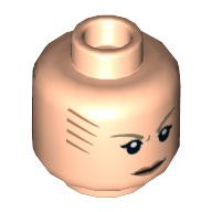 Lego Minifig Head The Ancient One, Dark Tan Eyebrows, Orange Lips and Tattoo Lines on Front and Back Print [Hollow Stud]