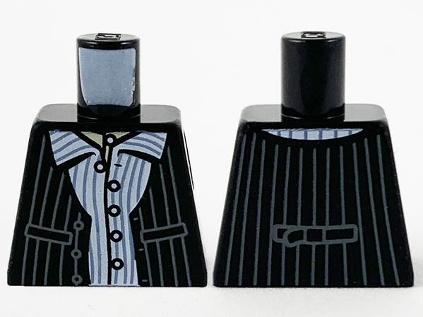 Lego Torso Vest over Shirt and Dark Bluish Gray Pinstripes Pattern / Black
