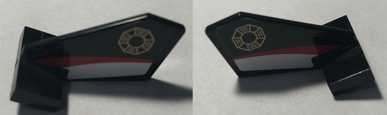 Lego Tail Shuttle, Small with Gold Emblem, Red and White Stripes Pattern on Both Sides (Stickers) - Set 70595