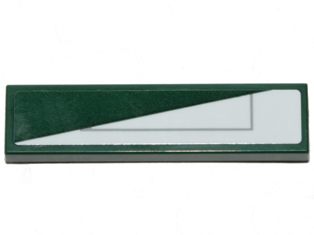 Lego Tile 1 x 4 with White Triangle and Gray Line Pattern Model Right Side (Sticker) - Set 75248 / Dark Green