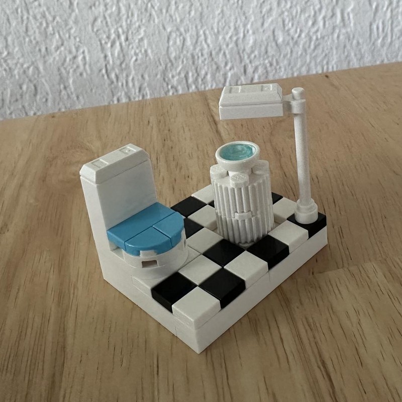 Lego Tiny bathroom with chequered floor