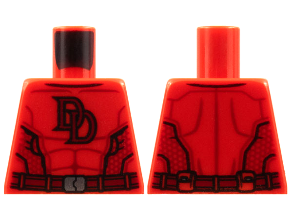 Lego Torso Dark Red 'DD', Muscle Contours and Belt Pattern / Red