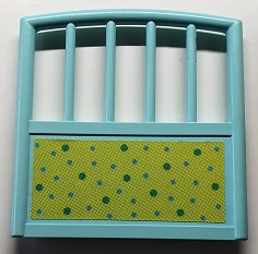 Lego Scala Baby Crib Footboard 1 x 7 x 6 with Green Dots Pattern (Sticker) - Set 3119