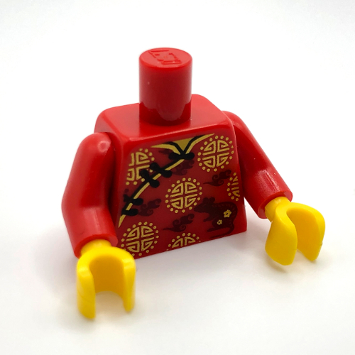 Lego Torso Robe, Gold Decorations, Black Laces, Rat Print, Red Arms, Yellow Hands