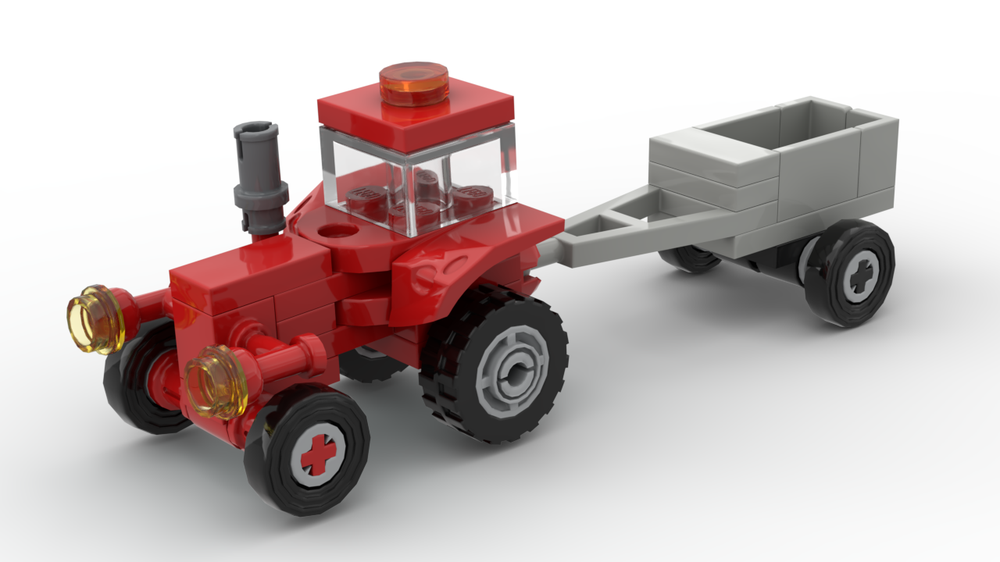 Lego Tiny red tractor with trailer
