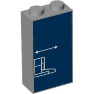 Lego Brick 1 x 2 x 3 with White BluePrint Lines on Dark Blue Background Print / Light Bluish Gray
