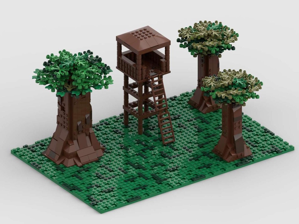 Lego Forest with Trees and Perch