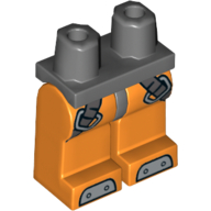 Lego Hips and Orange Legs with Straps, Buckles, Steel Toes / Dark Bluish Gray