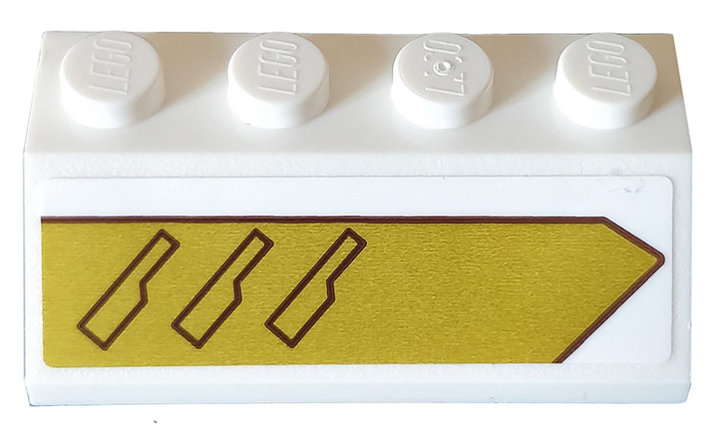 Lego Slope 45 2 x 4 with Vents on Gold Background Pattern Model Left Side (Sticker) - Set 75970
