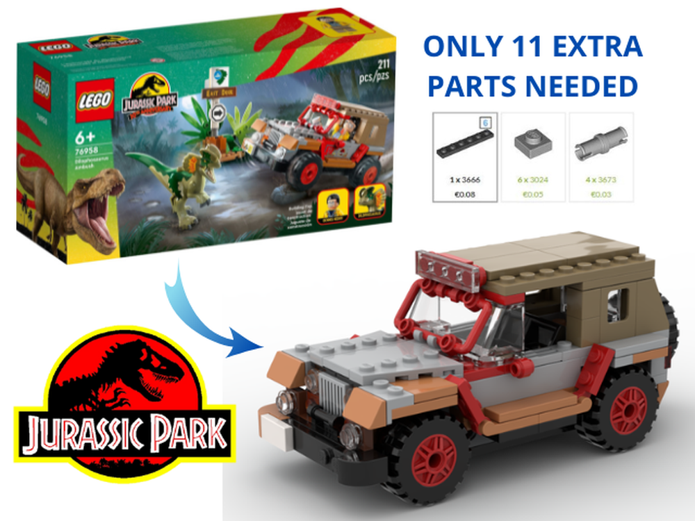 Lego 76958 8-studs-wide Jeep Wrangler MOD (2 versions)