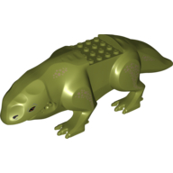 Lego Creature Body Part, Dewback Body, Claws and Short Tail, with Eyes and Nostrils and Leg Spots Print / Olive Green